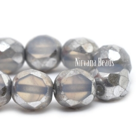8mm Dual Faceted Round White with a Silver Finish