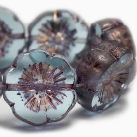 14mm Hibiscus Flower Pale Blue with Copper Finish