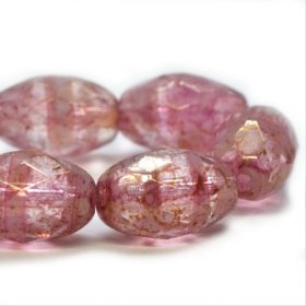 12x8mm Faceted Oval Pink with Gold Luster
