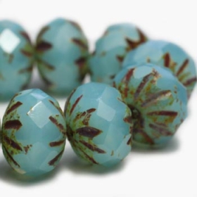 7x10mm Cruller Medium Sky Blue with Picasso Finish