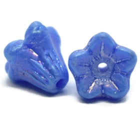 5x6mm Bell Flowers Indigo with an AB Finish