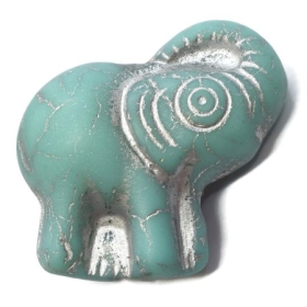 20x23mm Elephant Tiffany Green with a Silver Wash