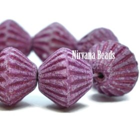 11mm Tribal Bicone Hyacinth with Metallic Pink Wash and Etched Finish