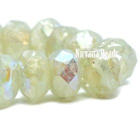 6x9mm Large Hole Roller Bead Sage with a Mercury and AB Finish