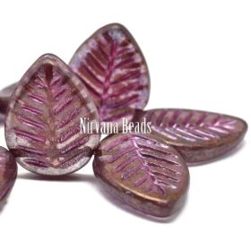 12x16mm Dogwood Leaves Thistle with Bronze Finish and Metallic Pink Wash.