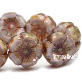 12mm Hibiscus Flower Plum and Grape with Picasso Finish