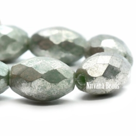 8x12mm Faceted Oval Sea Green with a Silver Finish