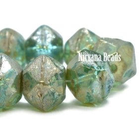 10mm English Cut Sea Green with Metallic Picasso Finish