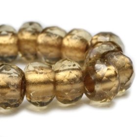 6x9mm Large Hole Roller Bead Gold with Gold Lining