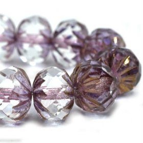 7x10mm Cruller Transparent Glass with Purple and Bronze Shimmer 