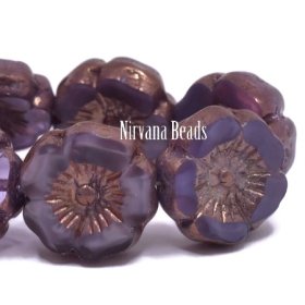 12mm Hibiscus Flower Purple and Thistle with a Bronze Finish