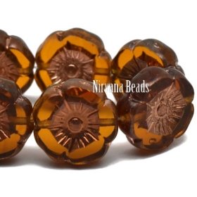 12mm Hibiscus Flower Pumpkin with Copper Finish