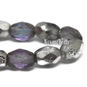 7x5mm Faceted Oval Transparent Glass with AB, Silver, and Etched Finishes