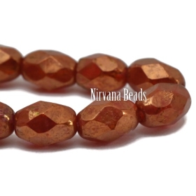 7x5mm Faceted Oval Red with Bronze Finish