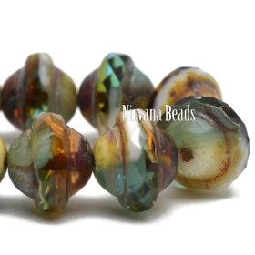 8x10mm Saturn Amber, Sea Green, Teal, and White with Picasso Finish