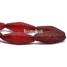 20x8mm Rhombus Ruby Red with Etched Finish and Copper Wash