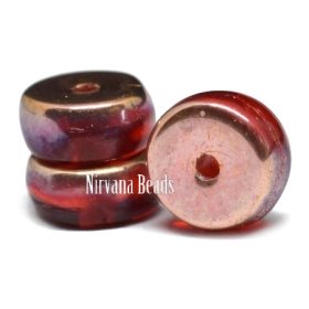3x6mm Heishi Ruby Red with Copper Finish