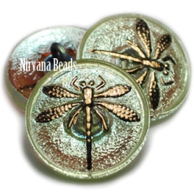 18mm Dragonfly Button Honeydew with AB Finish