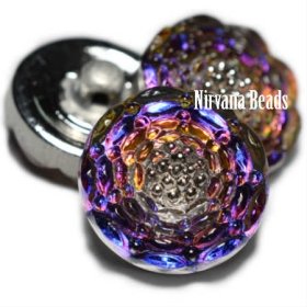 13mm Button Volcano with Silver Accents