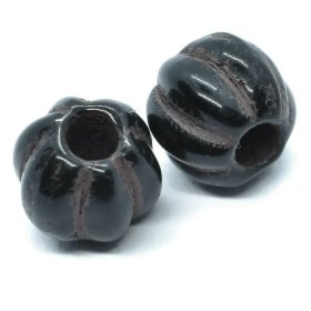 8mm Large Hole Melon Black with Brown Wash