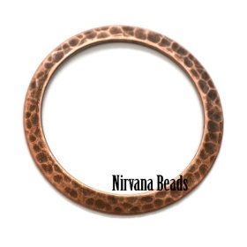 33mm Hammered Ring Copper Plated Brass