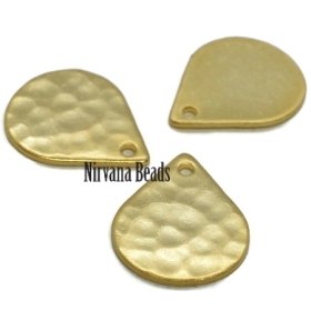 10x13mm Hammered Drop Gold Plated Brass