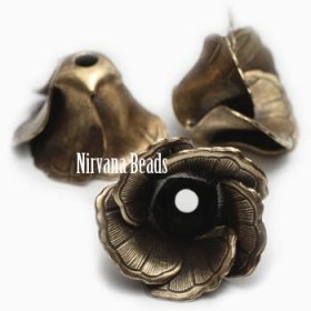 11x18mm Flower Cap Oxidized Brass