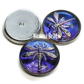 18mm Dragonfly Cabochon Volcano with Silver Dragonfly