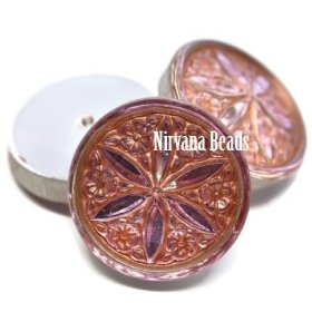 18mm Star Flower Cabochon Thistle with Copper Wash