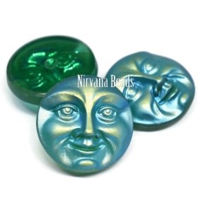 18mm Moon Face Cabochon Green with AB and Matte Finishes