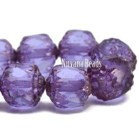 8mm Cathedral Purple Pansy with Bronze Finish