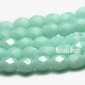 4mm Faceted Round Firepolished Bead Mint