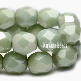 6mm Faceted Round Firepolished Bead Laurel Green