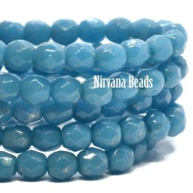 3mm Faceted Round Firepolished Bead Pacific Blue