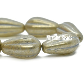8x15mm Melon Drop Pale Yellow with a Mercury Finish and a Grey Wash