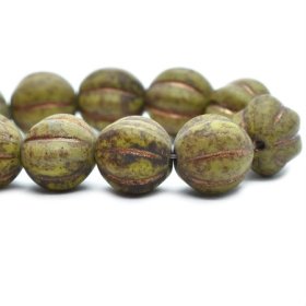 8mm Melon Chartreuse with a Heavy Picasso Finish and a Metallic Brown Wash