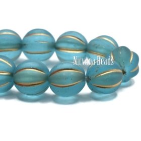 8mm Melon Turquoise with a Matte Finish and a Gold Wash