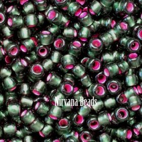 8/0 TOHO Round Olivine- Pink Lined Frosted