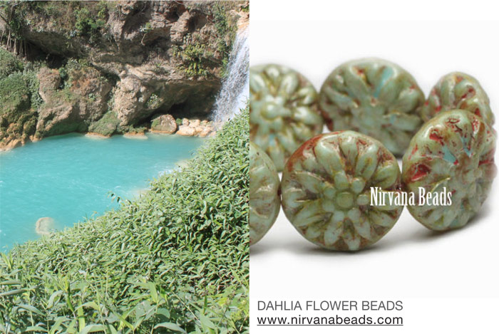 Dahlia flowers and waterfalls